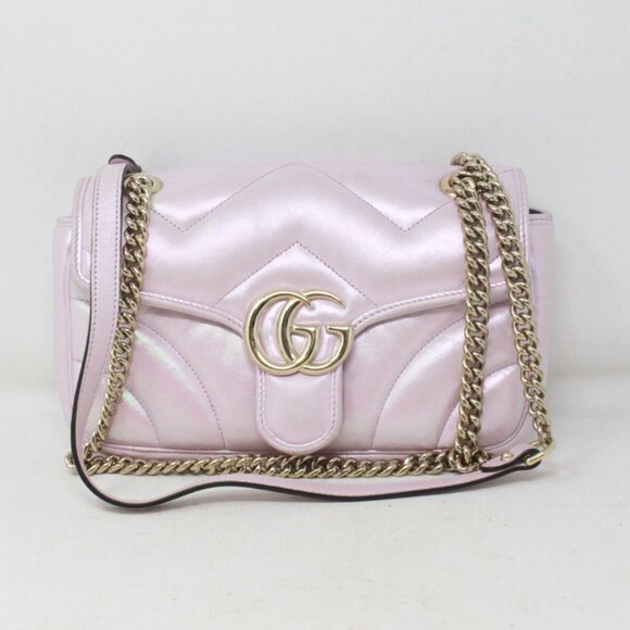 Gucci #GQ9QPV Iridescent Nappa Chevron Bag - Picture 1 of 7